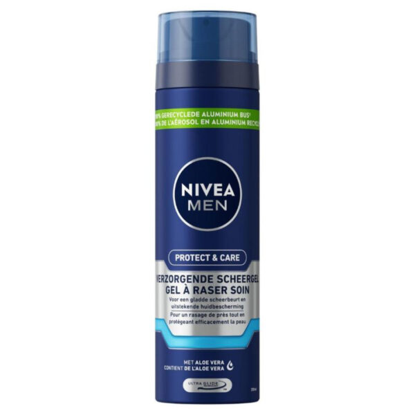 Nivea – Men Gel à Raser Protect & Care 200 Ml Rasage Doux, Précis & Hydratant