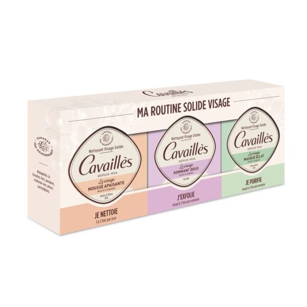 Rogé Cavaillès – Cavailles Ma Routine Solide Visage Mousse Apaisante + Gommant Doux + Masque Éclat