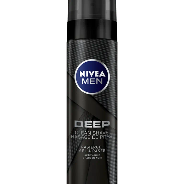 Nivea – Men Gel à Raser Deep 200 Ml Clean Shave au Charbon Actif