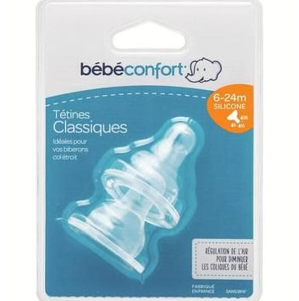 Bébé Confort – Tétines Silicone Classique T3 (x 2) 3 Vitesses (6-24M +)