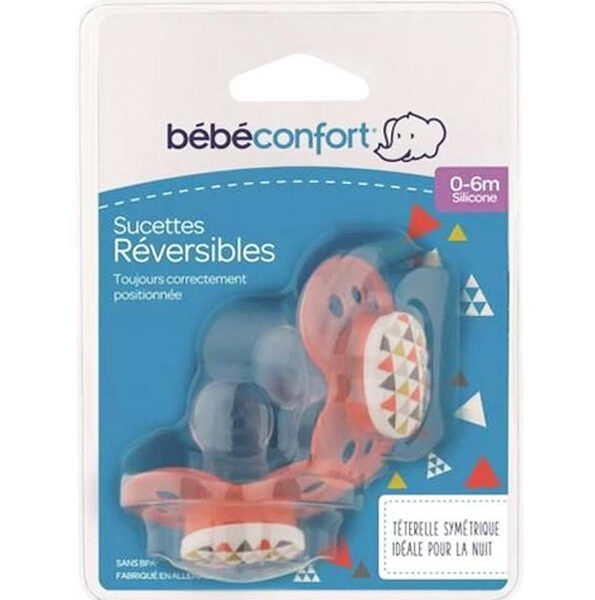 Bébé Confort – Sucettes Réversibles en Silicone (x 2) Rouge (0-6M +)