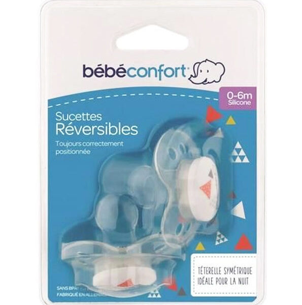 Bébé Confort – Sucettes Réversibles en Silicone (x 2) Gris (0-6M +)