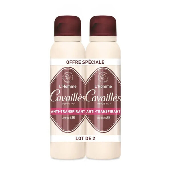 Rogé Cavaillès – Cavaillès Lot de 2 Deodorant l’Homme Anti-transpirant 48H Spray – 2 x 150 Ml