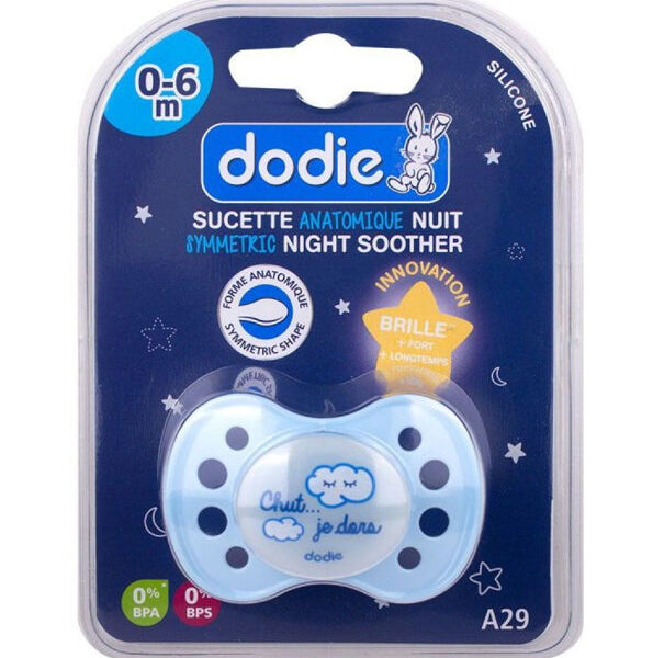 Dodie – Sucette Forme Anatomique Silicone Nuit (0-6 M) N°A29