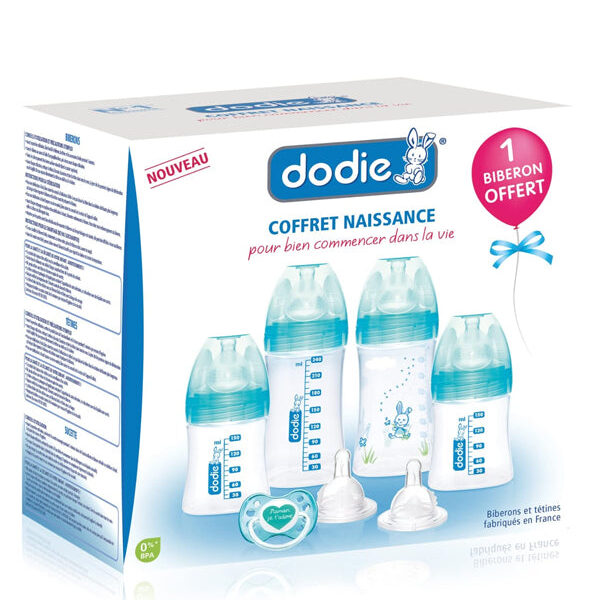 Dodie – Coffret Naissance 4 Biberons + 2 Tétines + 1 Sucette