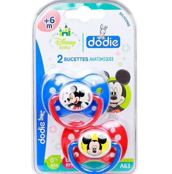 Dodie – Sucettes Forme Anatomique Silicone Disney Baby Mickey (6M +) N°A63 (x 2)
