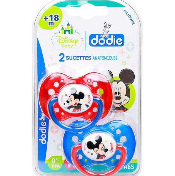 Dodie – Sucettes Forme Anatomique Silicone Disney Baby Mickey (18M +) N°A65 (x 2)