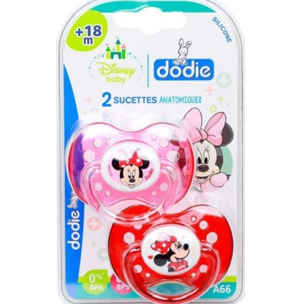 Dodie – Sucettes Forme Anatomique Silicone Disney Baby Minnie (18M +) N°A66 (x 2)