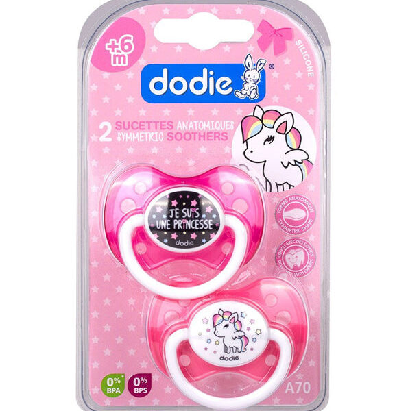 Dodie – Sucette Forme Anatomique Silicone Girly Licorne (6M +) N°A70