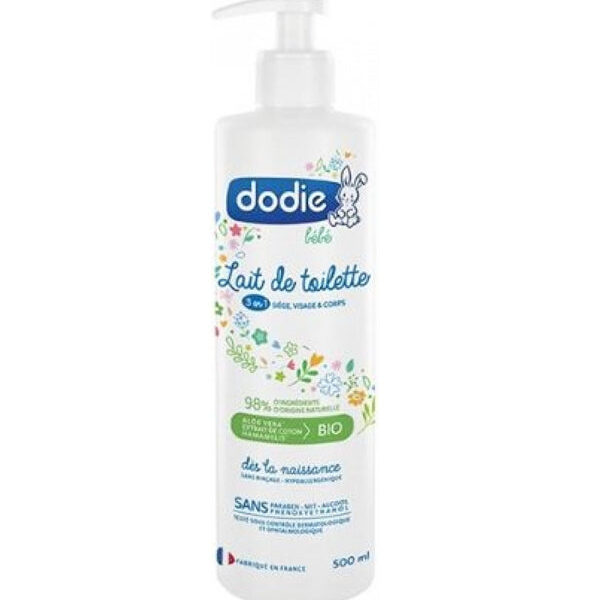 Dodie – Lait de Toilette 3 en 1 Flacon Pompe – 500 Ml