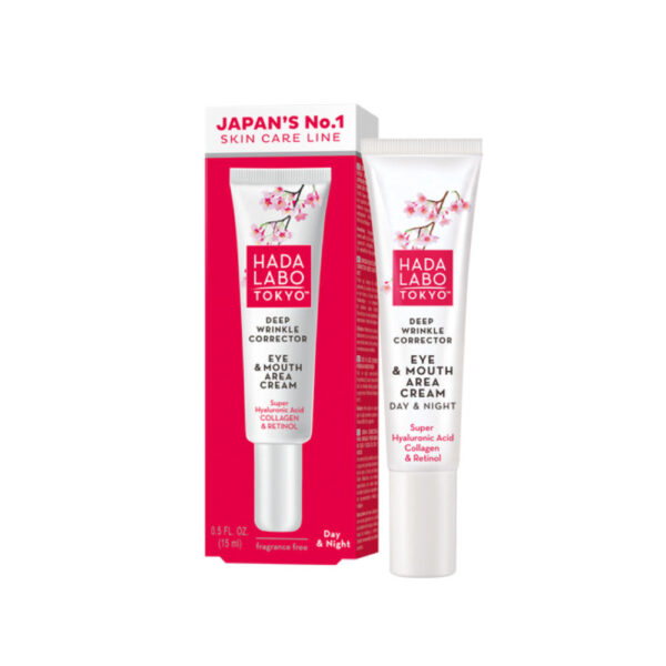 Hada Labo Tokyo – Crème Contour des Yeux et Lèvres Jour et Nuit Anti-âge – 15 Ml