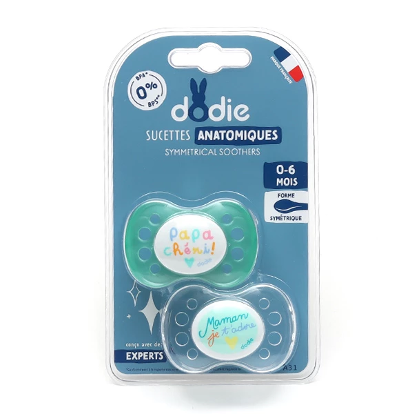 Dodie – Sucette A31 0-6 Mois Duo Maman Papa Cheri