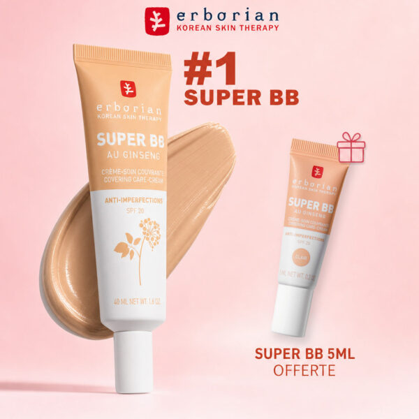 Erborian – Super BB BB Crème Couvrante SPF 20 40 Ml Nude = Super BB 5 Ml Offerte