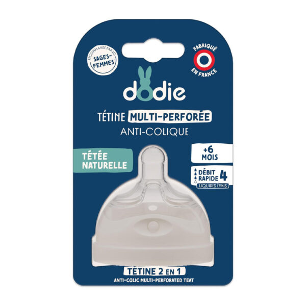 Dodie – Biomimétisme Tétine Multi Perforée Anti-colique +6 Mois Débit 4