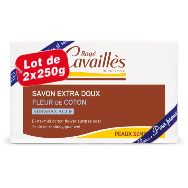 Rogé Cavaillès – Cavaillès Savon Surgras Extra-doux Fleur de Coton 2 x 250 G Peaux Sensibles & Sécheresse