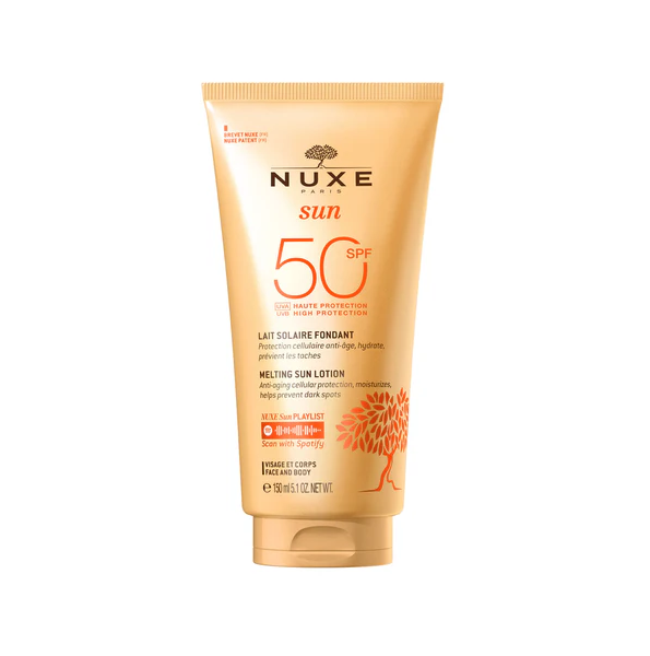 NUXE – Sun Lait Solaire Fondant Haute Protection SPF 50 Visage et Corps – 150 Ml
