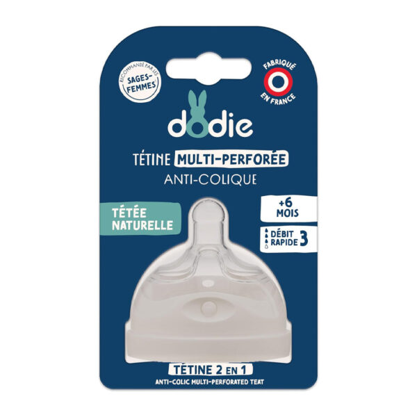 Dodie – Biomimétisme Tétine Multi Perforée Anti-colique +6 Mois Débit 3