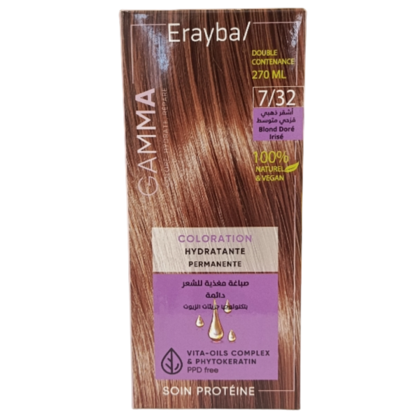 Erayba – Gamma Coloration Permanente 7/32 Blond Doré Irisé Hydratant