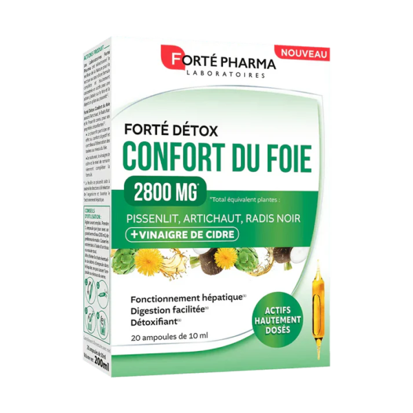 Forte Pharma – Forté Détox Confort du Foie 2800 Mg – 20 Ampoules
