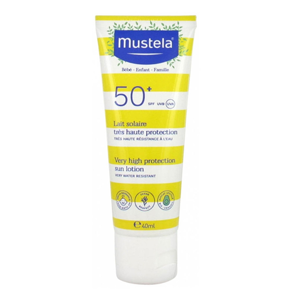 Mustela – Lait Solaire Très Haute Protection SPF 50+ – 40 Ml