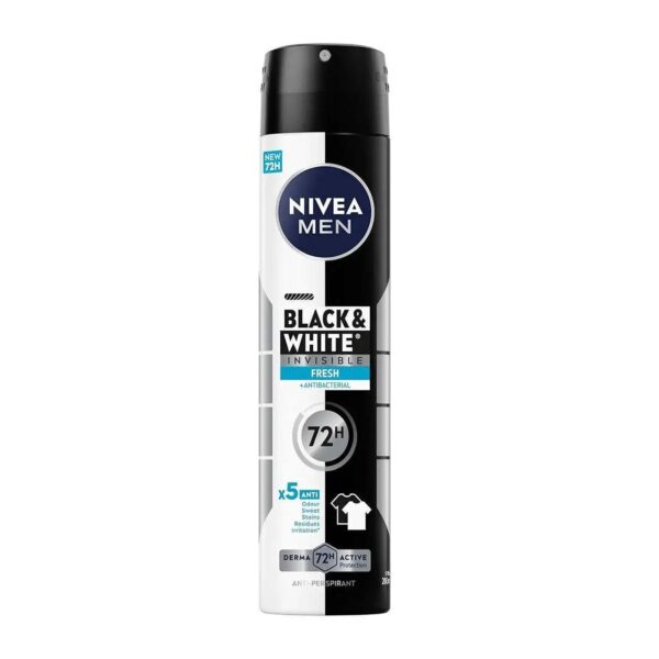 Nivea – Men Black & White Invisible Fresh Deodorant Spray – 200 Ml