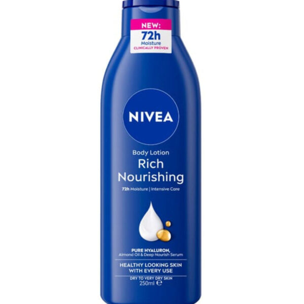 Nivea – Lait Corps Rich Nourrissant 250 Ml Nutrition Intense & Peau Douce 48h
