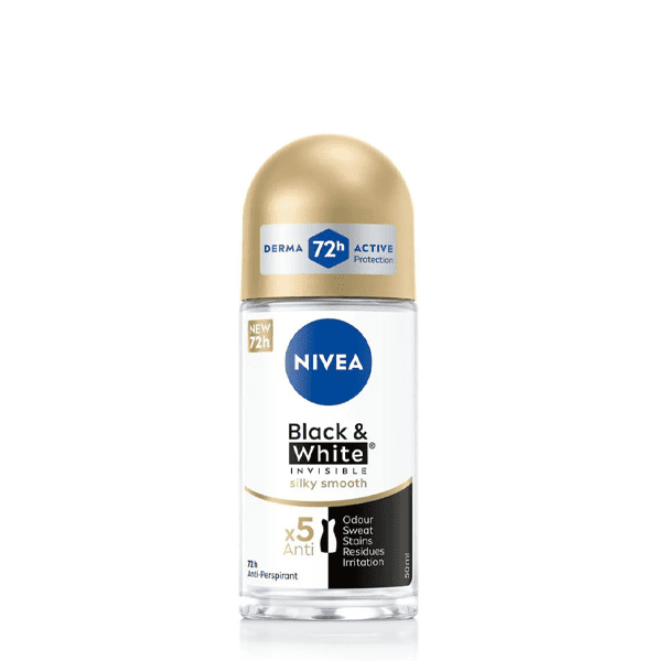 Nivea – Men Deodorant Roll-on Black & White Invisible Silky Smooth – 50 Ml