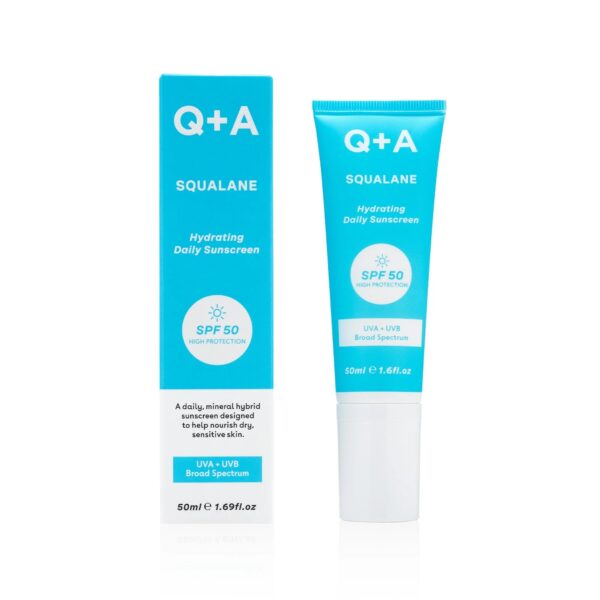 Q+a – Squalane SPF 50 Crème Solaire Hydratante Quotidienne – 50 Ml