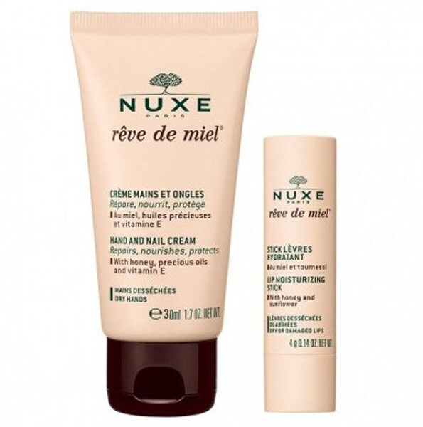 NUXE – Reve de Miel Offre Crème Mains et Ongles 30 Ml+ Stick Lèvres Hydratant – 4 G