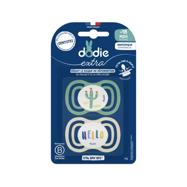 Dodie – Sucette +18 Mois Duo Extra Fine Vert F6