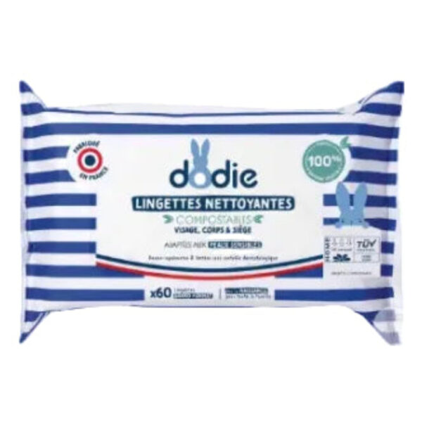 Dodie – Lingettes Nettoyantes Derme Apaisantes – 60 Pièces
