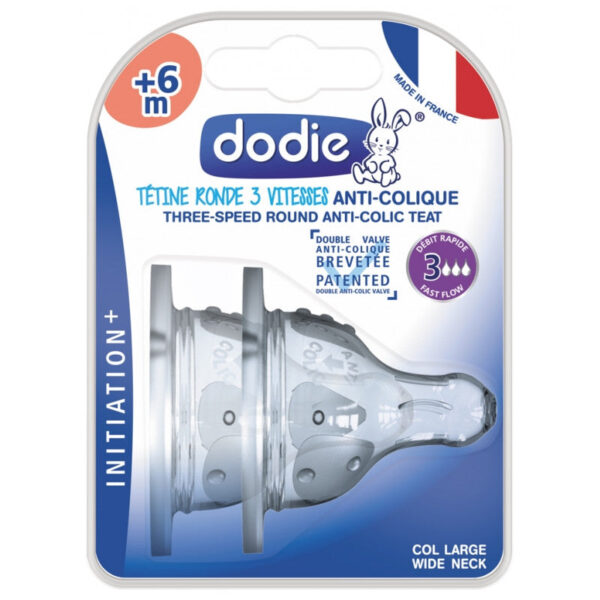 Dodie – Initiation Tétine Ronde 3 Vitesses + Anti-colique 4 Liquide Épais