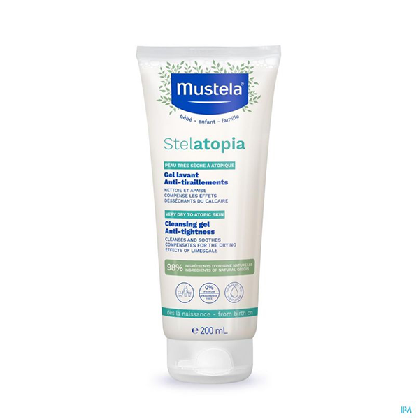 Mustela – Stelatopia Gel Lavant Anti-tiraillements, Peau à Tendance Atopique – 200 Ml