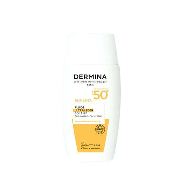 Dermina – Sunlina Fluide Ultra Leger SPF 50+ Invisible – 50 Ml
