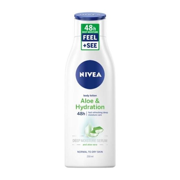 Nivea – Lait Corps Aloe Vera 250 Ml Hydratation Fraîche & Peau Souple (Peaux Normales à Sèches)