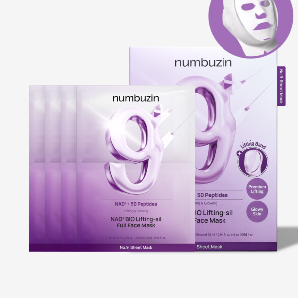 Numbuzin – No.9 NAD+ BIO Lifting-sil Full Face Mask – 4 Sheets + Lifting Band