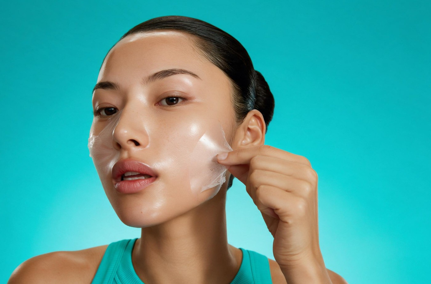 Femme retirant un masque peel-off - Hyfac